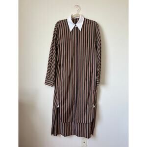 Rosetta Getty Midi Long Sleeve Striped Shirt Dress 2